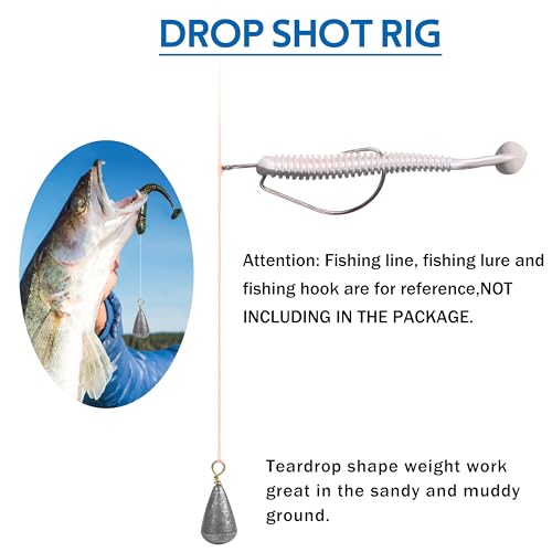 Fishing Weights Sinker Kit-30pcs Assorted Bass Casting Sinker Weights Bell Sinkers Drop Shot Weights with Brass Swivels for Saltwater Freshwater Fishing