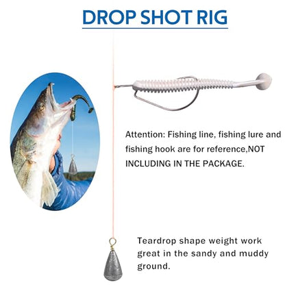 Fishing Weights Sinker Kit-30pcs Assorted Bass Casting Sinker Weights Bell Sinkers Drop Shot Weights with Brass Swivels for Saltwater Freshwater Fishing