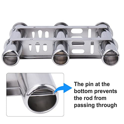 Fishing Rod Holder for Boat, Vertical Wall Mounted Fishing Rod Rack, Stainless Steel Rod Holder for Marine Boat,Fishing Boat, Truck (3 Tubes Upgrade) - color: 3 Tubes Upgrade