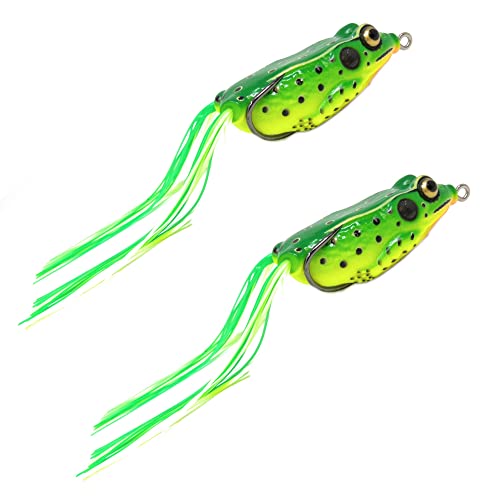 Reaction Tackle Hollow Body Frogs for Bass Fishing - Ultra Realistic Weedless Top Water Frog Lure for Bass, Snakehead, Pike and More - Floating Topwater Fishing Lures - 2 Pack - color: Bull Frog