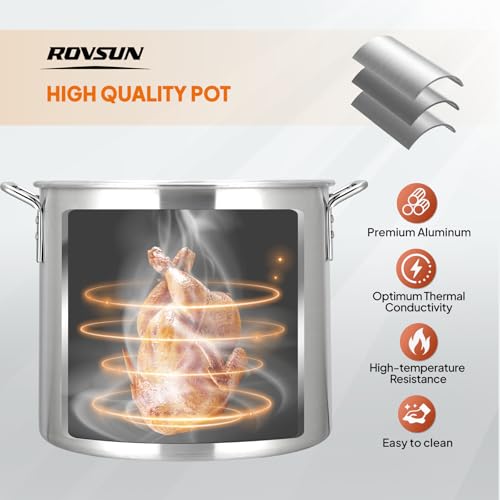 ROVSUN 80QT Turkey Fryer with 150,000BTU Propane Stove, Aluminum Seafood Crawfish Boiler Steamer & Deep Fryer with Basket, 10PSI CSA Certified Regulator & Lifting Hook for Outdoor Backyard Cooking - size: 80QT