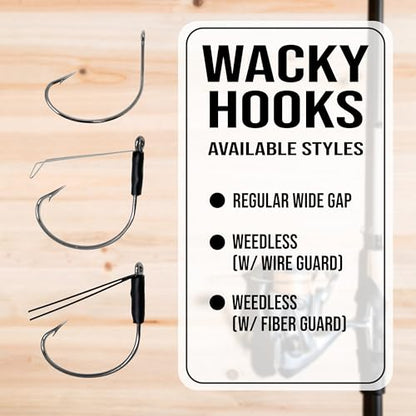 Reaction Tackle Wide Gap Wacky Hooks, Weedless Worm Hooks for Bass, High Carbon Steel Hooks for Stick Worm Soft Plastics, Neko Rig and Finesse Fishing (25-Pack) - size: #1 Standard