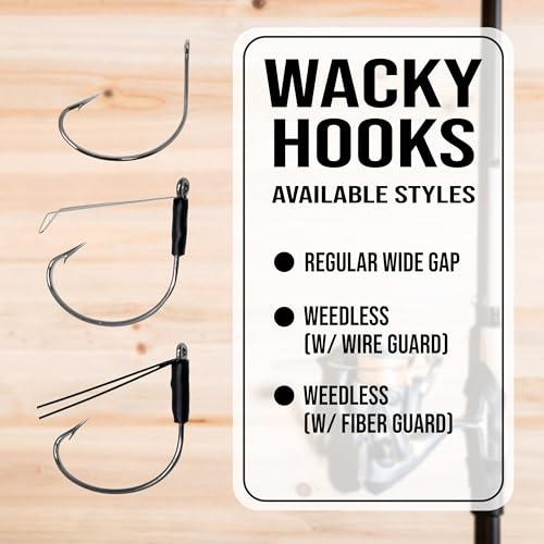 Reaction Tackle Wide Gap Wacky Hooks, Weedless Worm Hooks for Bass, High Carbon Steel Hooks for Stick Worm Soft Plastics, Neko Rig and Finesse Fishing (25-Pack) - size: #1 Standard