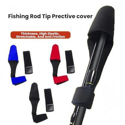 Fishing Rod Protector Sleeve, 3 Pack | High Elastic Strap, Rod Tip Cover and Sleeve, With Tie Straps - color: Red 3