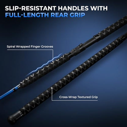 KastKing Kapstan Saltwater Spinning Rod, Boat & Surf Fishing Rod, Lightweight S-Curve Graphite Blanks, Stainless-Steel Double-Foot Guides, Aluminum/Graphite Locking Reel Seat, 2-Piece PTS Rod - style: Spin-10'0"-mh-mf