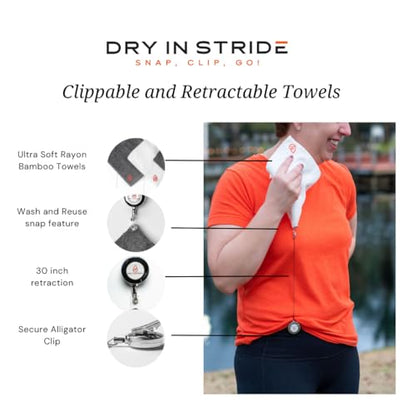 Clippable & Retractable Towels are Perfect for Exercise, Golf, Hiking, Automotive, Fishing, Sports, Yard Work & More (Dark Grey, 13x13 inch (Large)) | Hands Free Towels Perfect for Gym, Running, Hiking, Fishing, Sports, Yard Work, Theme Parks, Stadiums, S