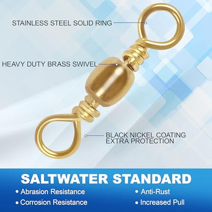 Fishing Barrel Swivels 50 100PCS Saltwater Freshwater Swivels Fish Tackle Accessories Fishing Line Connector High Strength Stainless Steel Solid Ring Rolling Fish Swivel - size: 6#, style: 100PCS