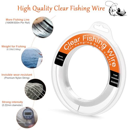 Clear Fishing Line Wire 755 ft, Invisible Monofilament Fishing Line Wire, Nylon String for Hanging Balloons Garland Crafts Picture Decorations, Clear String Threads Cords WUINOID - style: 0.22mm/1640ft