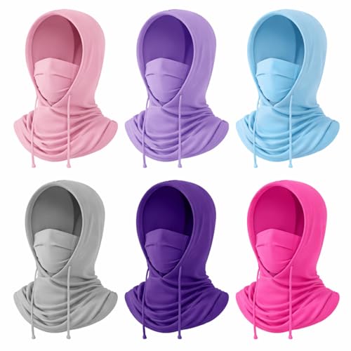 Patelai 6 Pcs Summer Balaclava UV Face Mask Sun Protection Cooling Hood Full Head Face Cover for Women Men Cycling Fishing - color: Pastel