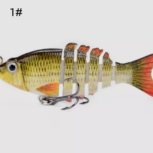 Mini Fishing Lures Multi Jointed Fish Fishing Slow Sinking Lifelike Swimbait Freshwater and Saltwater Crankbaits for Bass Trout Bass Lures 2in/0.08oz 12#Hook - color: 1# 1Pcs