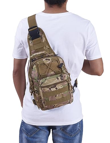 FAMI Outdoor Tactical Bag Backpack, Military Sport Bag Pack Sling Shoulder Backpack Tactical Satchel for Every Day Carry (CP) - color: Cp