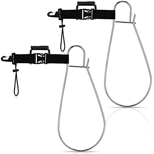 Sotiff 4 Pieces Fishing Stringer Clips, Heavy Duty Fish Stringer Holder Stainless Steel Snap Hook Lanyard Quick Release Fish Lock for Spearfishing Kayak Fishing Diving Bass - color: Black