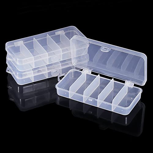 PATIKIL Small Fishing Lure Storage Box 3 Pack Plastic Fish Tackle Container Organizer, Clear