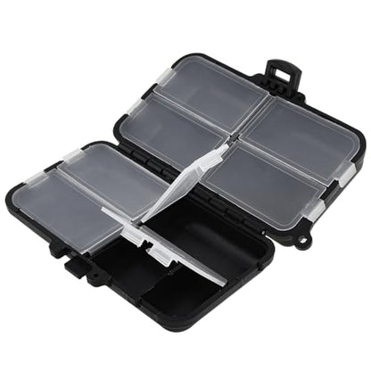 Mini Fishing Tackle Box, Small Fishing Accessories Storage, Double-Layer Lure Accessories Box, 9 Compartments (4.5 x 2.6 x 1.3 inch)