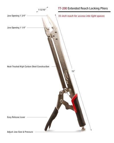 Triplett TT-200 LongLockers 15-inch Extended Reach Locking Pliers with Non-Slip Handles - style: TT-200 LongLockers (New)