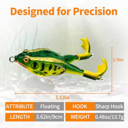 Keenjorika Soft Frog Fishing Lures 3 Pack, Topwater Floating Weedless Frog Baits with Rotating Kicking Legs, Lifelike Soft Swimbaits for Bass, Trout, Snakehead Fishing, Freshwater & Saltwater - color: 1/5/7