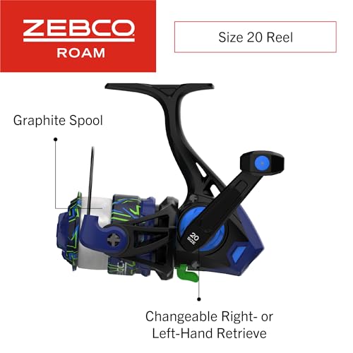 Zebco Roam Spinning Reel and Fishing Rod Combo, Fiberglass Rod, Split ComfortGrip Handle, Soft-Touch Handle Knob, Reversible Retrievee - color: Energy Green/Blue, size: 6-Foot, Size 20 Reel