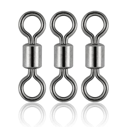 Dr.Fish 50 Pack Fishing Micro Swivels Fly Fishing Rolling Barrel Black Nickel Swivels High Strength Solid Rings Hook line Connector - size: 9mm(28LB)-50pk