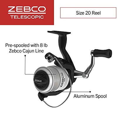 Zebco 33 Spinning Reel and Telescopic Fishing Rod Combo - style: 6 Foot - Spinning