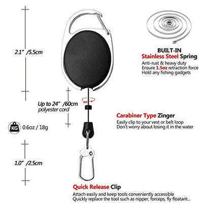6PCS Fishing Zinger Retractors with 360 Degree Rotation Buckle for Fishing Climbing Hiking Outdoor Sports