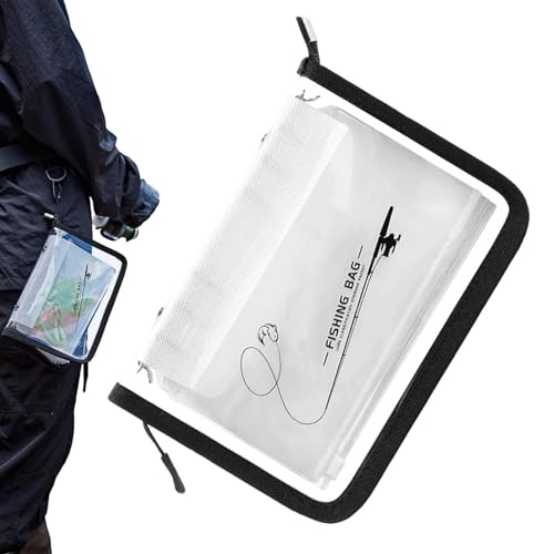 Fishing Bait Bag 10-Page PVC Ring-Binder Clear Lure Organizer | Bait Organizer for Tackle Saltwater Freshwater Lake River Pond Beach Shore Boat Sports Outdoors