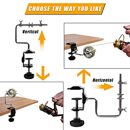 Fishing Line Spooler Winder, Adjustable Fishing Reel Spooler with Clamp Spooling Station for Spinning Casting Reels Winding System Device - style: With Clamp