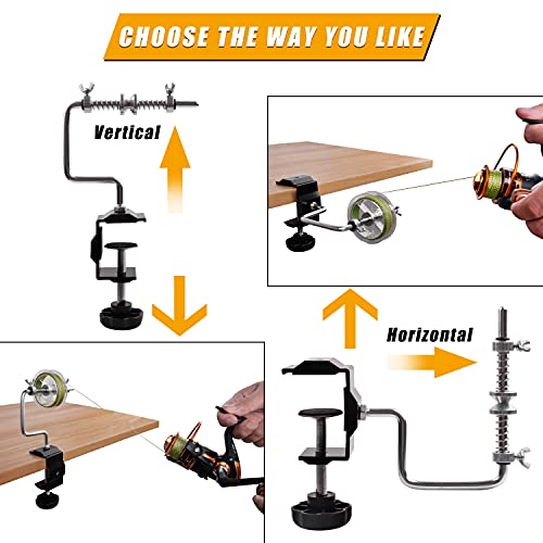 Fishing Line Spooler Winder, Adjustable Fishing Reel Spooler with Clamp Spooling Station for Spinning Casting Reels Winding System Device - style: With Clamp