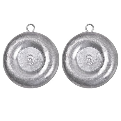 Disc Sinkers Fishing Weights Coin Sinkers Saltwater Surf Fishing Weights for Bottom Drifting Trolling Catfishing Tackle 1oz 2oz 3oz 4oz 5oz 6oz 8oz - style: 8oz-2pcs