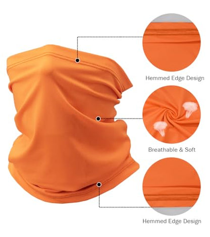 Fishing Neck Gaiter, Sun Protection Face Mask, Cooling Neck Shield Scarf Cycling Balaclava Bandana for Men and Women - color: Orange Pack