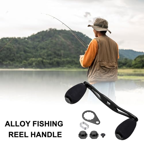 Fishing Reel Handle, Reel Handle Rocker Arm Grip with Knob Replacement Parts - color: Black