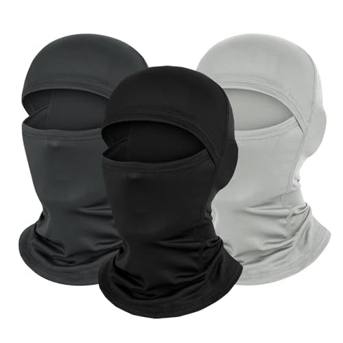 3-6Pcs Balaclava Face Mask, Ski Mask for Men Women, Lightweight UV Protection Hood Breathable Cycling Fish - color: 3pcs-3colors-a