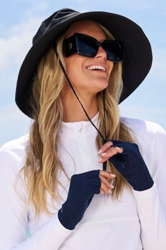 Coolibar Fingerless UV Sun Gloves - UPF 50+ Sun Protection - Ouray - color: Navy, size: Small