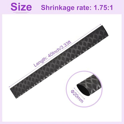DMiotech Heat Shrink Sleeve Wrap Tubing x Tube Tubing for Fishing Rod Grips and Other Grips, Non Slip - Insulation - Waterproof 40'' Lengths, Dia 20mm Black Scales - color: Black Scales, size: Dia 20mm