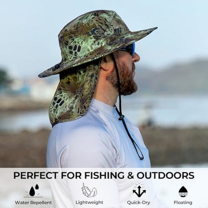 KastKing Sol Armis UPF 50 Boonie Hat - Sun Protection Hat, Fishing Hat, Beach & Hiking Hat, Paddling - color: Z: Prym1 Ambush, size: With Neck Shield