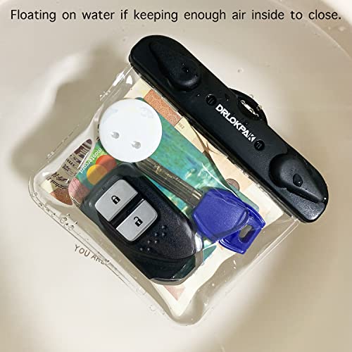 DRLOKPAK Submersible Waterproof Wallet Surf Dry Car Key FOB Case Bag 2Pack Waterproof Pouch Holder For Key Credit Door Ship Card Cash ID Driver Fishing Hunting License(Clear＋Clear - color: Clear+Clear