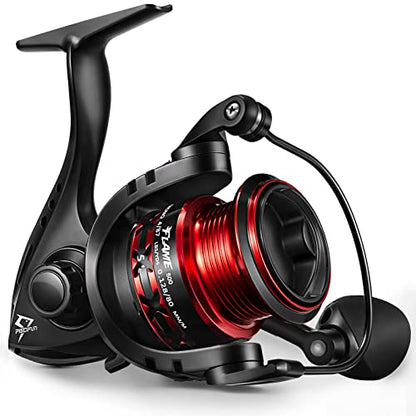 Piscifun Flame Spinning Reels, Lightweight 9+1BB Ultra Smooth Spinning Fishing Reels, 19.8LBs Max Drag - color: Red, size: 500