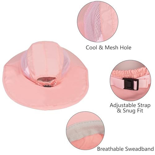 Outdoor Kids Sun Hat for Boys Girls UPF 50+ Breathable Summer Mesh Fishing Hat with Wide Brim Neck Flap Bucket Hat