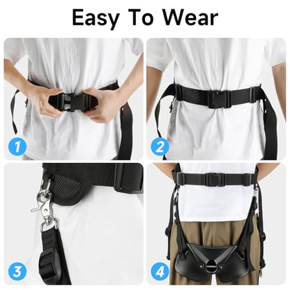 SANLIKE Fishing Belt Rod Holder Adjustable Fishing Fighting Waist Belt with EVA Padded Great Plastic Material Fighting Belt - color: Black Set