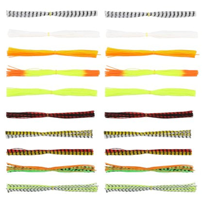 20 Pcs Bundles 40 Strands Silicone Skirts Silicone Jig Skirts Replacement Part DIY Fishing Lure Making Supplies Soft Skirt for Spinnerbait Buzzbait Fishing Bass Jig Lures