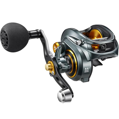 Piscifun Alinox 300 Baitcaster Fishing Reel,Aluminum Frame Baitcasting Reel, 33Lbs Max Drag, Freshwater & Saltwater Low Profile Casting Reel for Musky, Available in 6.6:1/8.1:1 Gear Ratio - color: Gray-6.6:1