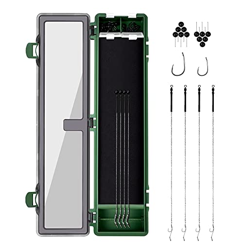 Stiff Hair Rig Tackle Box, Carp Fishing Storage Box Rig Board with 4pcs Hair Rigs, 12pcs Pins and 10pcs Barbed Fishing Hook in Rig Storage Box - style: Style 1