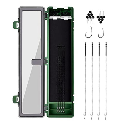 Stiff Hair Rig Tackle Box, Carp Fishing Storage Box Rig Board with 4pcs Hair Rigs, 12pcs Pins and 10pcs Barbed Fishing Hook in Rig Storage Box - style: Style 1