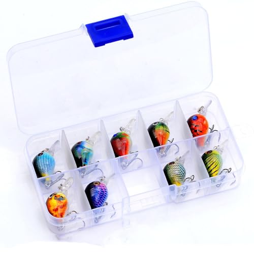 9Pcs 3.3CM/2G Fishing CrankBait Lures – Single Hook Wobbler Baits with Floating Design for Freshwater Bass Trout
