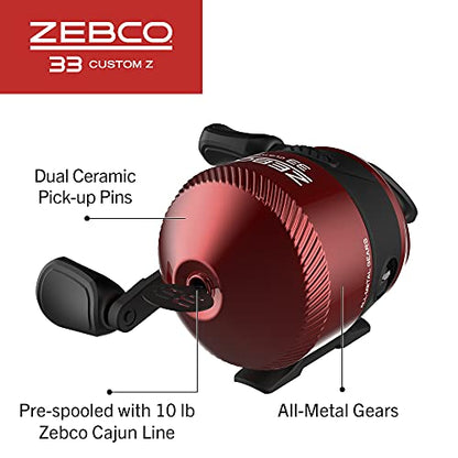 Zebco 33 Custom-Z Spincast Reel and 2-Piece Fishing Rod Combo, 6-Foot Fiberglass Rod with Split-Grip EVA Handle, Quickset Anti-Reverse Fishing Reel with Bite Alert