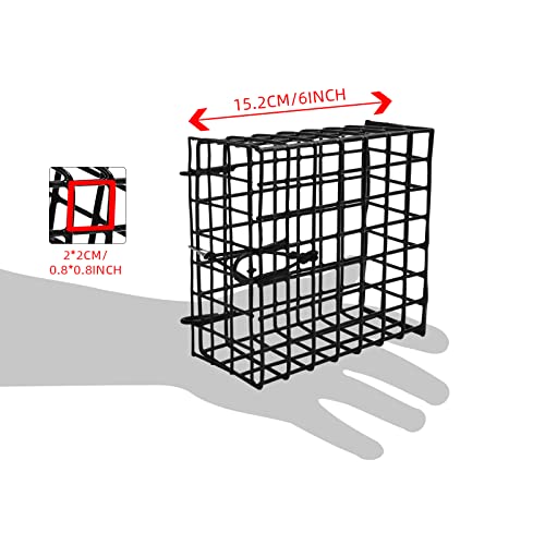 Vinyl-Coated Wire Crab Bait Cages for Heavy Duty Crab Trap Pot, Cage Box 6"x6"x3" - style: BK-3