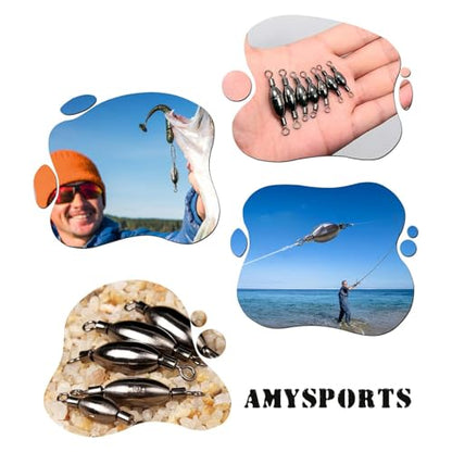 AMYSPORTS Saltwater Fishing Weights Swivel Bullet Sinkers Fishing Weight Brass Fishing Weights Freshwater Bass Sinker Weight with Swivel Rolling - size: Size5 (3/32oz.) 15pcs