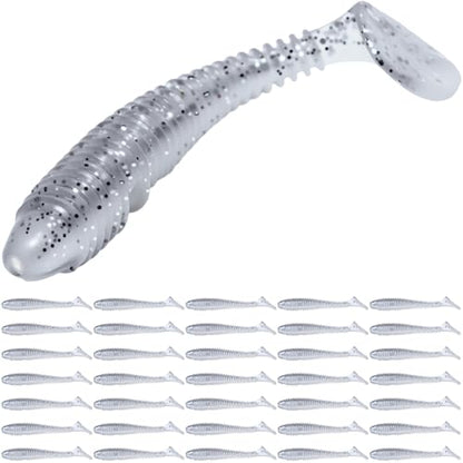 Pristis SwingShad, 35 pcs 3'' Paddle Tail Swimbaits, Soft Plastic Fishing Lures for Bass Crappie Smallmouth, Durable Swim Baits Sinking Swimmer Kit for Saltwater Freshwater Texas Carolina Fitness Rig - color: American Shad