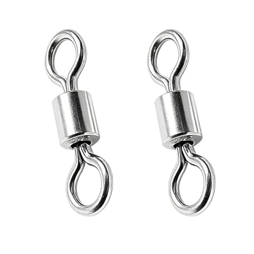 QISHUO Stainless Steel Barrel Swivels Saltwater Connect Lure Swivels Fishing Snap Freshwater Fishing Swivel Heavy Duty SUS304 - size: Size #5 (112lb) 50pcs