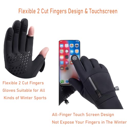 Winter Fingerless Fishing Gloves for Men & Women, Windproof Cold Weather Touchscreen Motorcycle Cycling Gloves for Photography Hunting Driving Ski Running - size: Medium