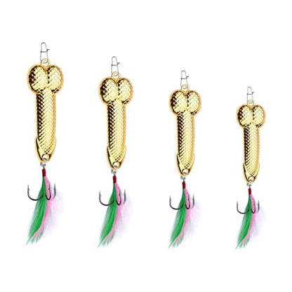 Gag Fishing Lures Set Metal Luminous Sequin Spoons Funny Top Water Bass Fishing Lures Fishermen Gear Spinner Baits Freshwater Saltwater Equipment Fishing Hook for Fishing Lover Men - color: Gold